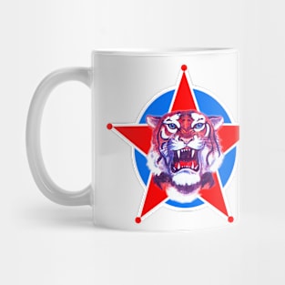 African tiger and red star Mug